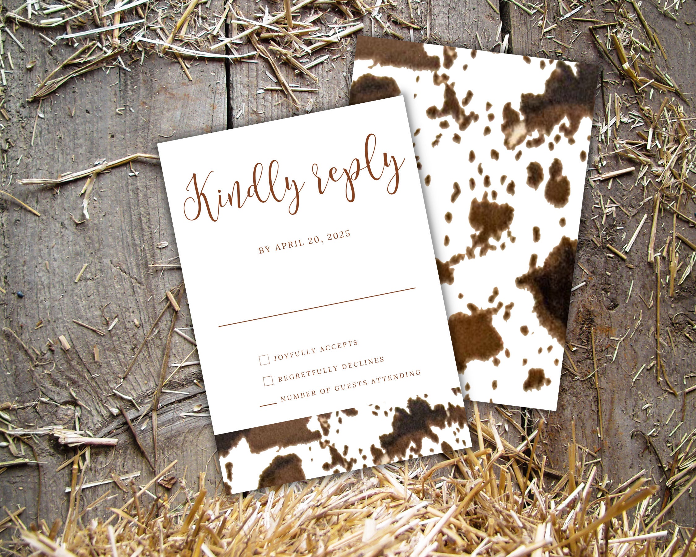 Western Wedding Invitation Template Rustic Cowhide Wedding Etsy