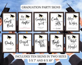Graduation party signs class of 2025 table signs graduation cards and gifts signs instant download printable graduation sign bundle editable