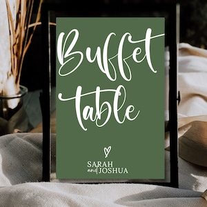 Wedding reception table sign template buffet sign green event table signs wedding reception signage wedding reception decor table sign green