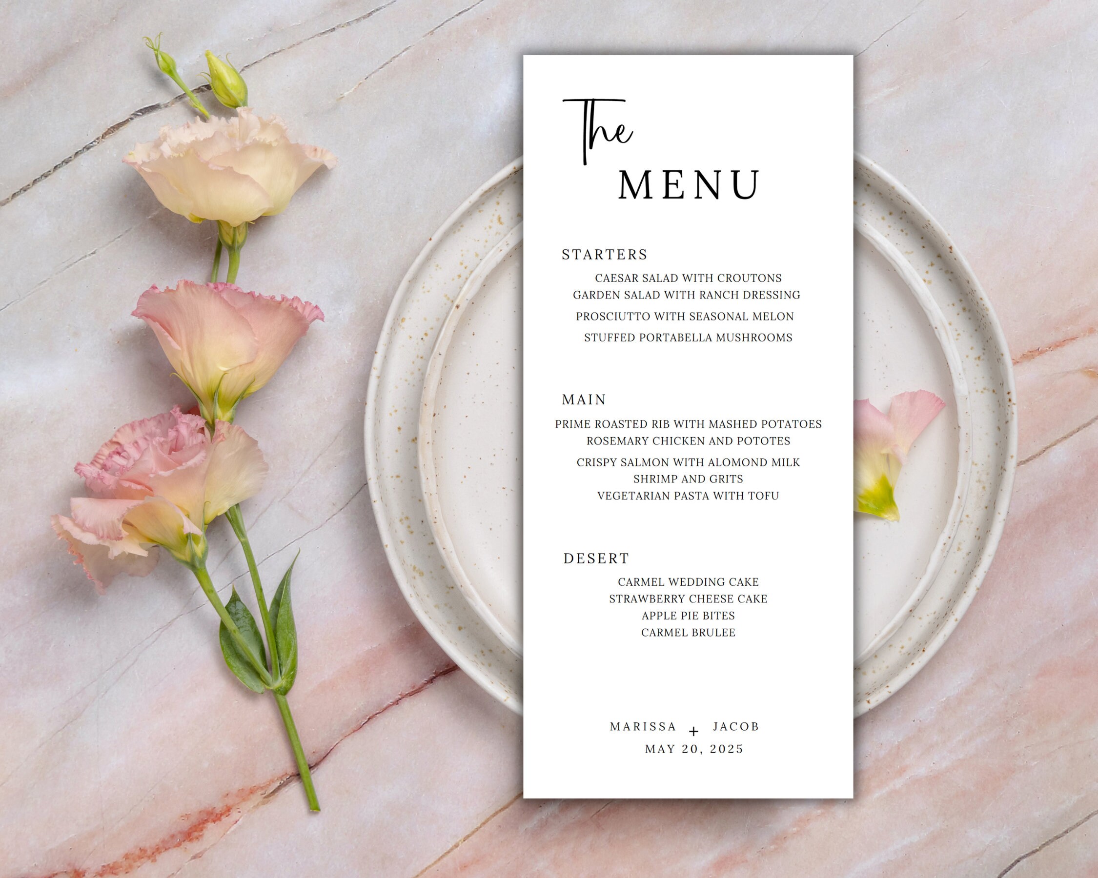 Wedding Reception Menu Template Printable Wedding Signs Name - Etsy
