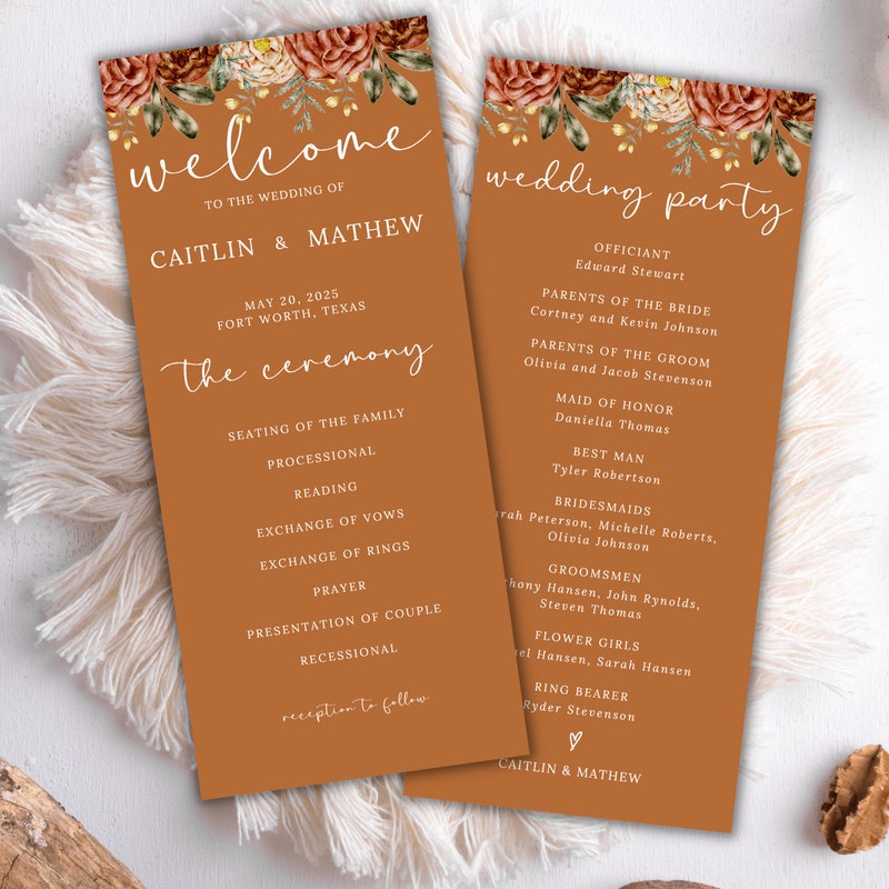 Fall Wedding Program - Etsy