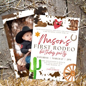 First rodeo invitation template cowboy birthday party invite wild west birthday party invite western birthday party invitation photo invite