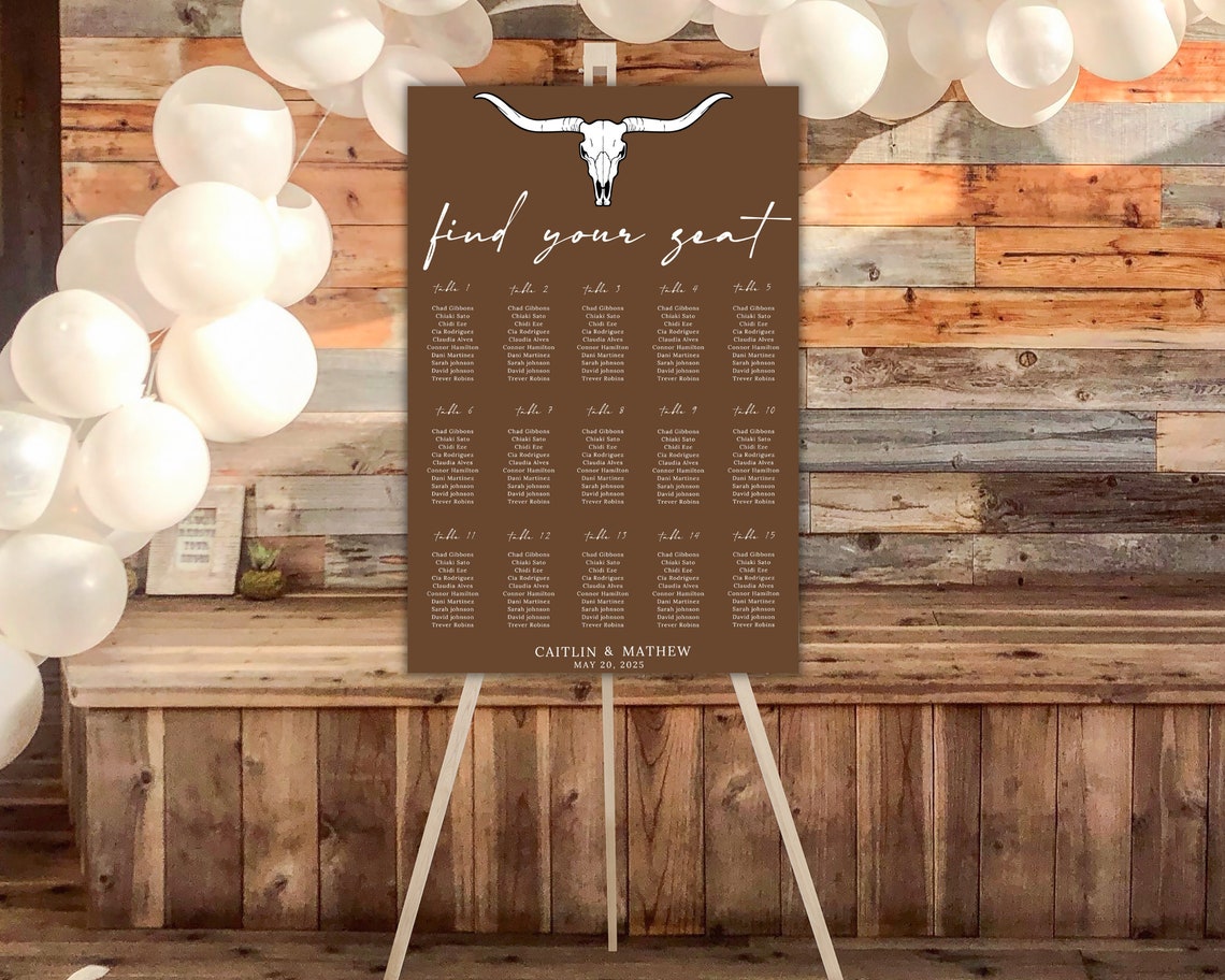 Western Wedding Seat Assignment Sign Template Rustic Wedding Printable ...