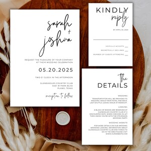 Minimal wedding invitation template printable wedding invitation card editable template simple invitation modern bride wedding invitations