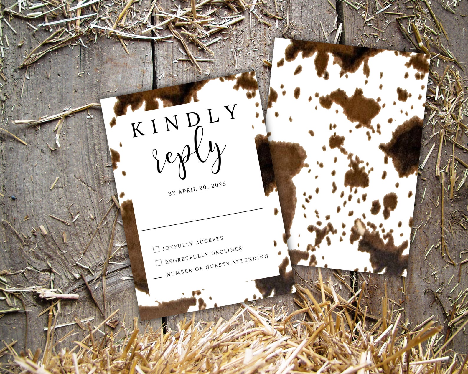 Western Wedding Invitation Template Cowhide Wedding Stationary Etsy