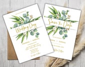 Simple wedding invitation bundle Greenery and gold wedding set includes rsvp card wedding set template green and gold wedding invitation set