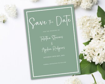 Sage green save the date template wedding green save the date evite sage wedding save the date card digital announcement wedding stationary