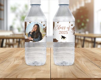 Etiquetas para botellas de agua con temática de graduación occidental, etiquetas imprimibles para botellas de agua para fiestas de graduación, etiquetas personalizadas para botellas de agua, ideas para fiestas de graduación 2025