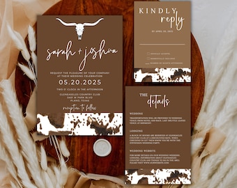 Western wedding invitation template rustic wedding stationery cowboy wedding editable printable wedding cards country western wedding set