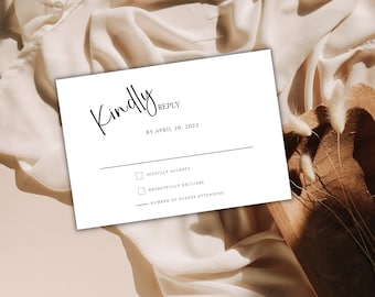 Kindly reply card template  respond to our wedding card Rsvp card template kindly respond editable in canva rsvp template wedding invite