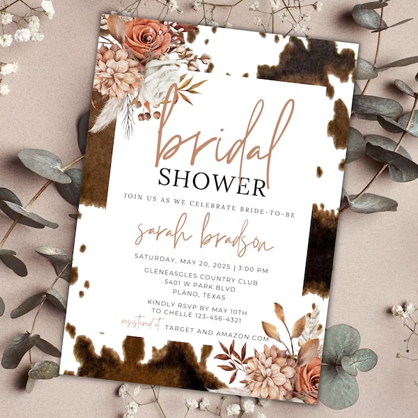 Western wedding bridal shower invitation template rustic wedding bride to be shower invites editable invitation cowgirl wedding diy bride