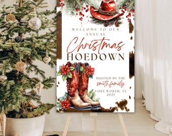 Letrero de bienvenida de Navidad Cartel de bienvenida de Navidad del oeste Letrero de bienvenida de fiesta navideña de vaqueros Letrero de country western