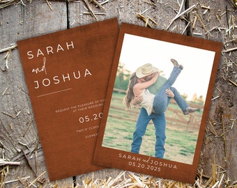 western wedding Invitation Templates Photo Invites Vintage Ranch Theme invites Cowboy Love Story Wild West Stationery rustic photo invite