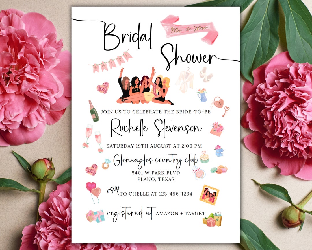Bridal Shower Invitation Template Text Message Bridal Shower Etsy