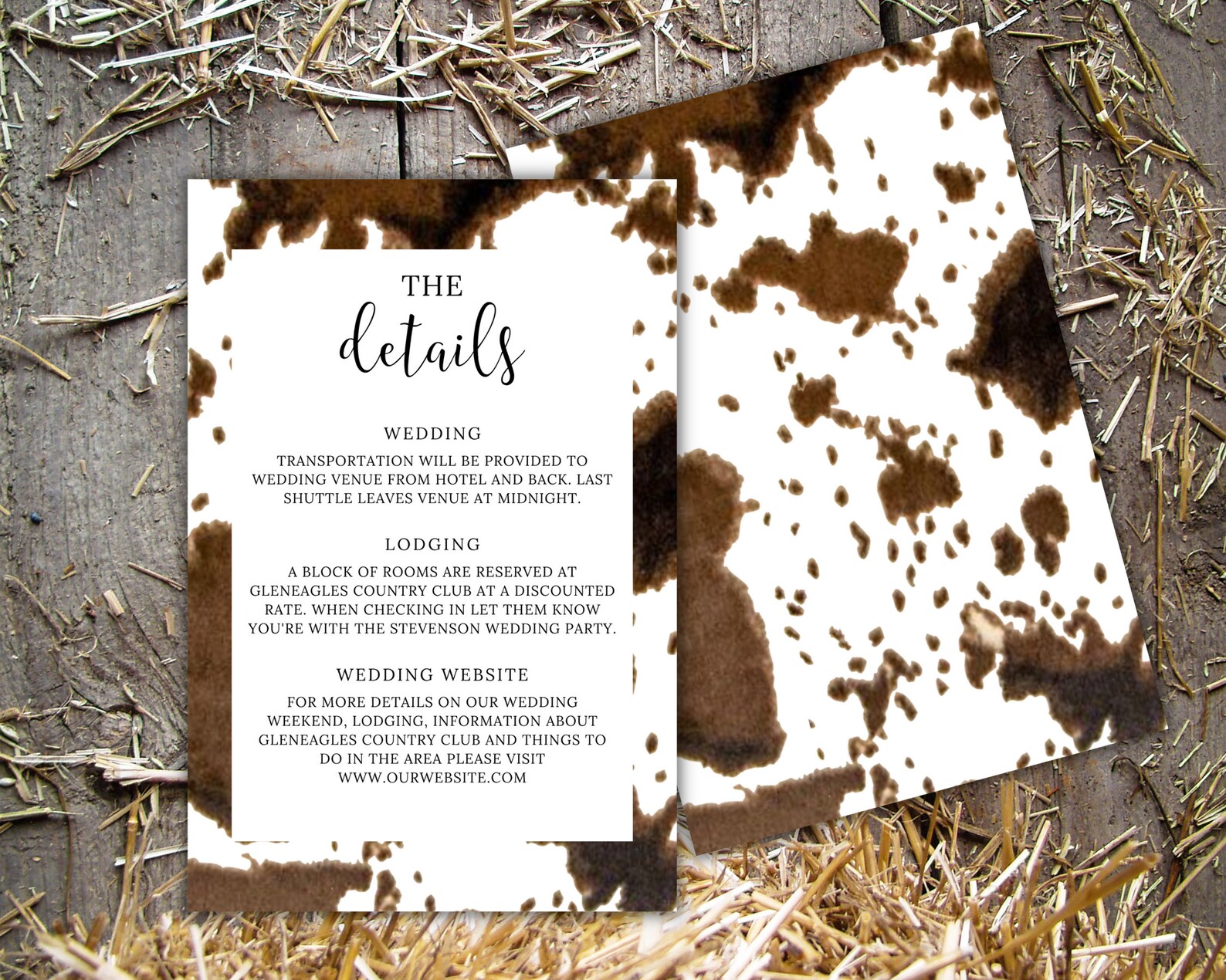 Western Wedding Invitation Template Cowhide Wedding Stationary Etsy