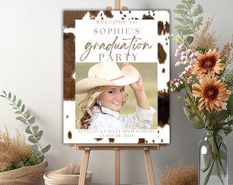 Paquete de graduación estilo western, fundas para bolsas de papas fritas, etiquetas para botellas de agua, letrero de bienvenida para fiesta de graduación, paquete de suministros para fiesta de graduación estilo vaquera