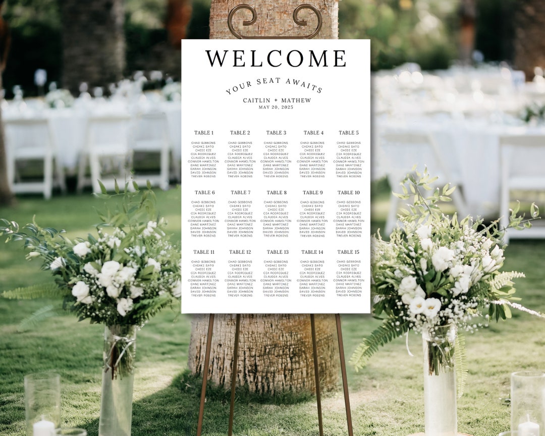 Modern Wedding Seating Chart Wedding Seat Assignment Sign Template ...