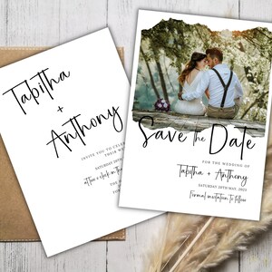 Les modèles d&#39;ensemble d&#39;invitations de mariage minimalistes comprennent des invitations de mariage modernes rsvp un ensemble de téléchargement instantané fixe de mariage de conception simple