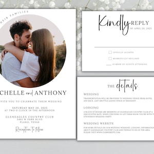 Modern wedding invitation template minimalist wedding stationary includes rsvp card wedding details card template photo wedding modern set