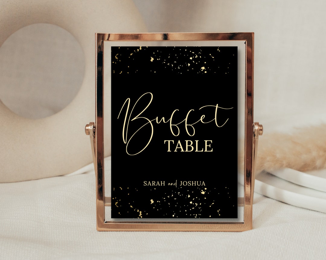 Buffet Table Sign Wedding Reception Food Table Sign Black Reception
