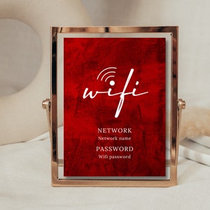 Wedding signs modern red wedding sign template red wedding decor red wifi access sign instant downable signs wedding reception sign template