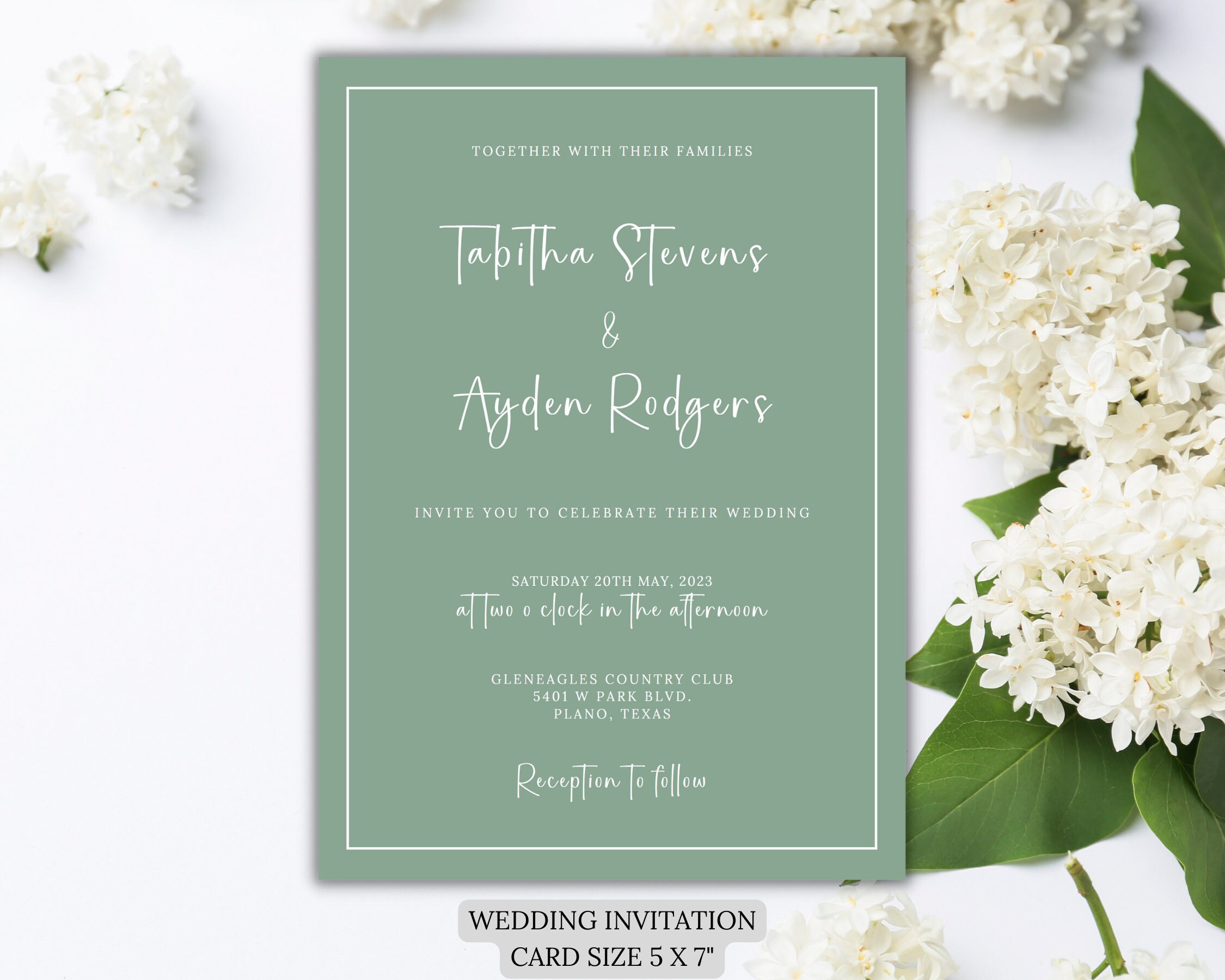 Sage Wedding Invitation Template Green Wedding Invites Instant ...