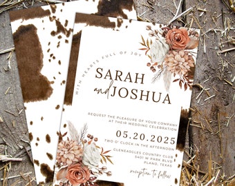 Western wedding stationary photo western save the date template western wedding invitation set cowhide wedding invitation suite diy wedding