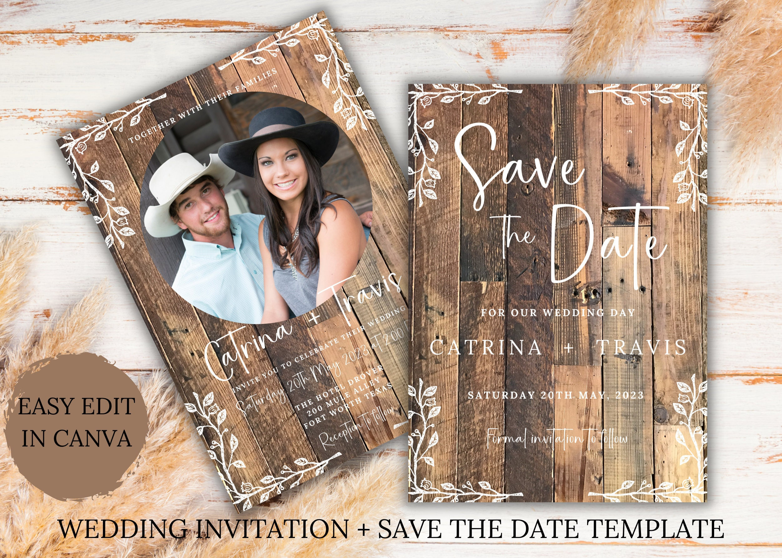 Conjunto de invitaciones de boda de granero Plantillas de invitación de boda  estilo country western Invitaciones de boda rústicas Plantillas editables  de boda western Conjunto de fotos - Etsy México, image size:2500x1786