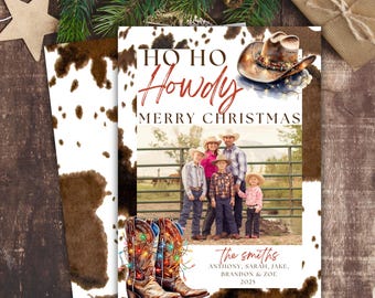Country Weihnachtskarte Ho Ho howdy Weihnachtsfotokarte Western Weihnachtskarten Cowboy Weihnachtsfotokarte Urlaub Fotokarte