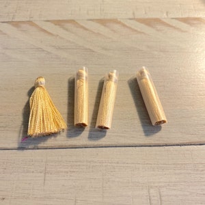 Cotton Tassel Pendant Decorations, NO JUMP RING, Old Gold, Gold   1 3/4 inch x .5 inch,  50 pieces per package