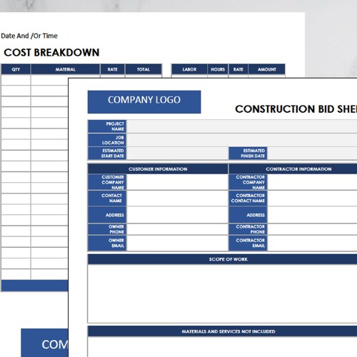 Construction Project Cost Breakdown Template Simple Minimal - Etsy