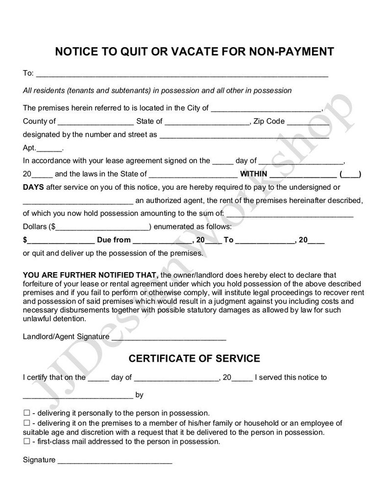 simple easy to edit eviction notice notice to quit