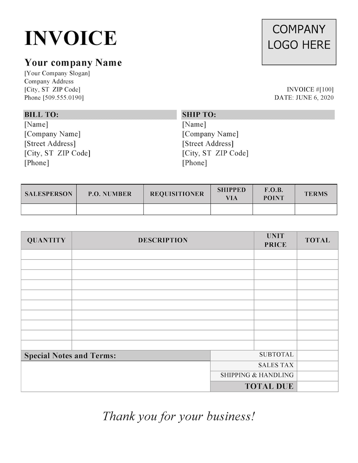 Black Invoice Template