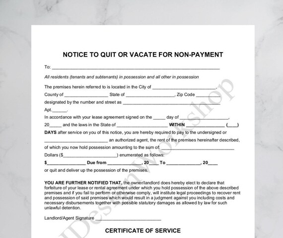simple easy to edit eviction notice notice to quit quit etsy