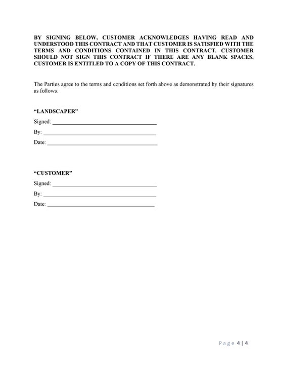 Simple Editable Landscaping Contract Template Word File - Etsy