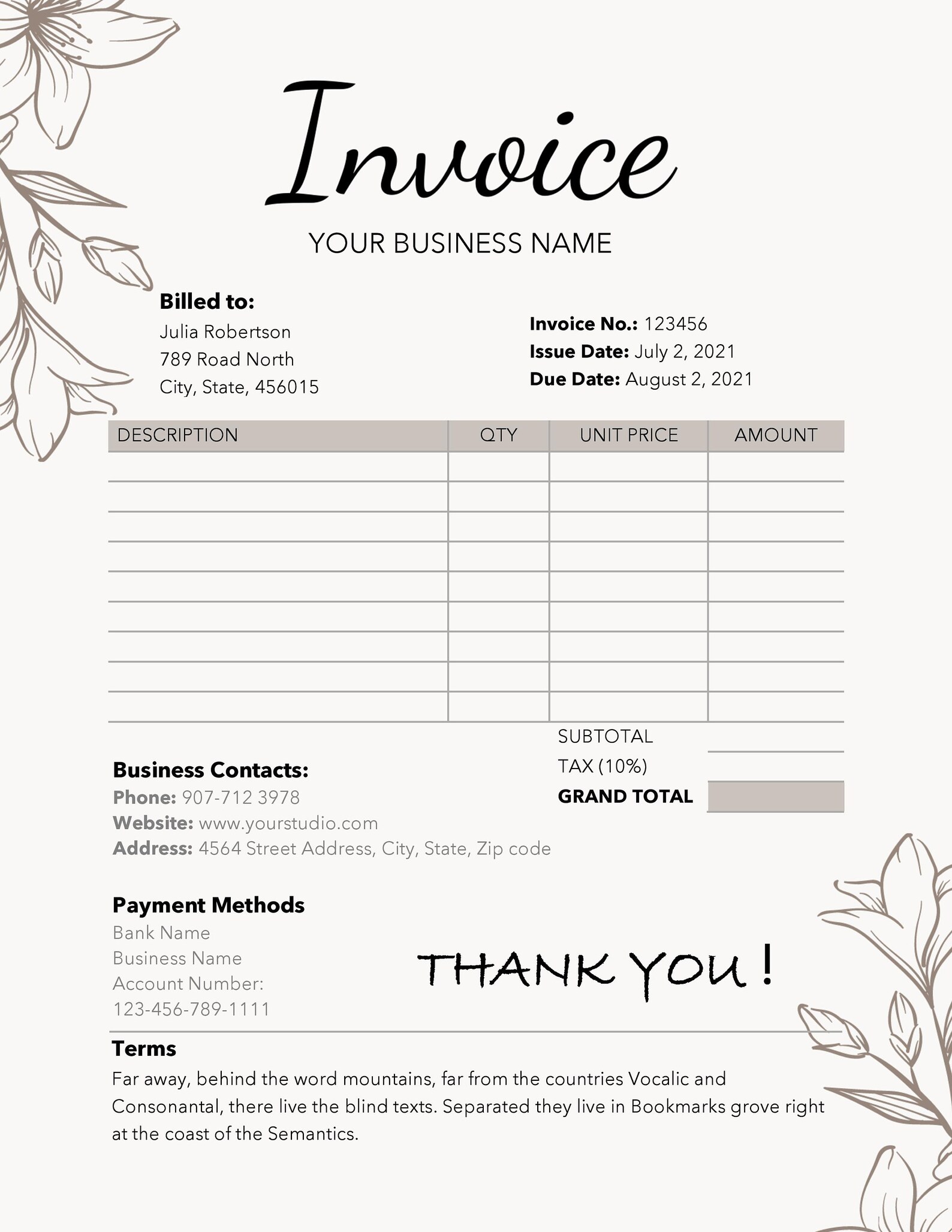 Stylish Invoice and Letterhead Template Printable Invoice | Etsy