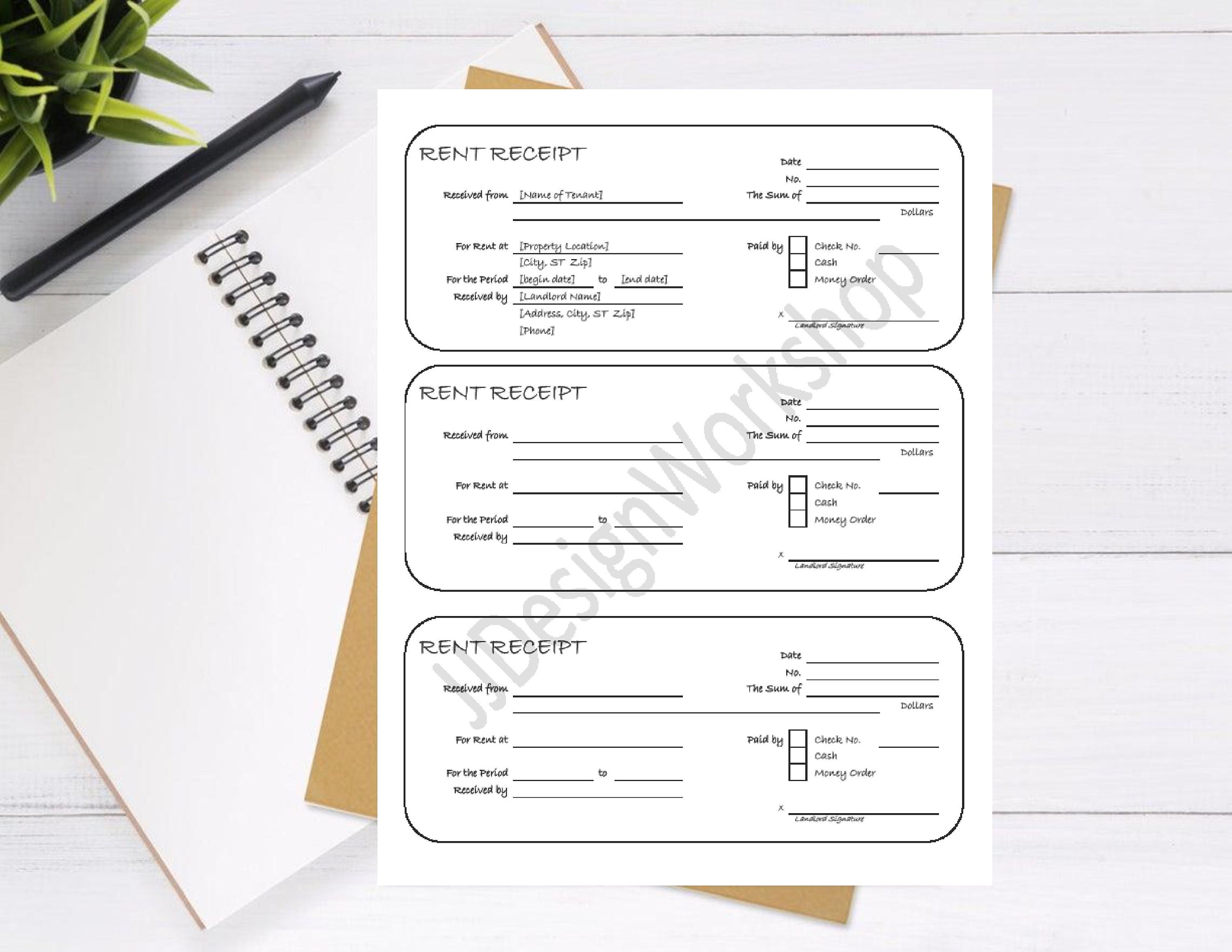 printable rent receipt editable word and print and write word etsy israel
