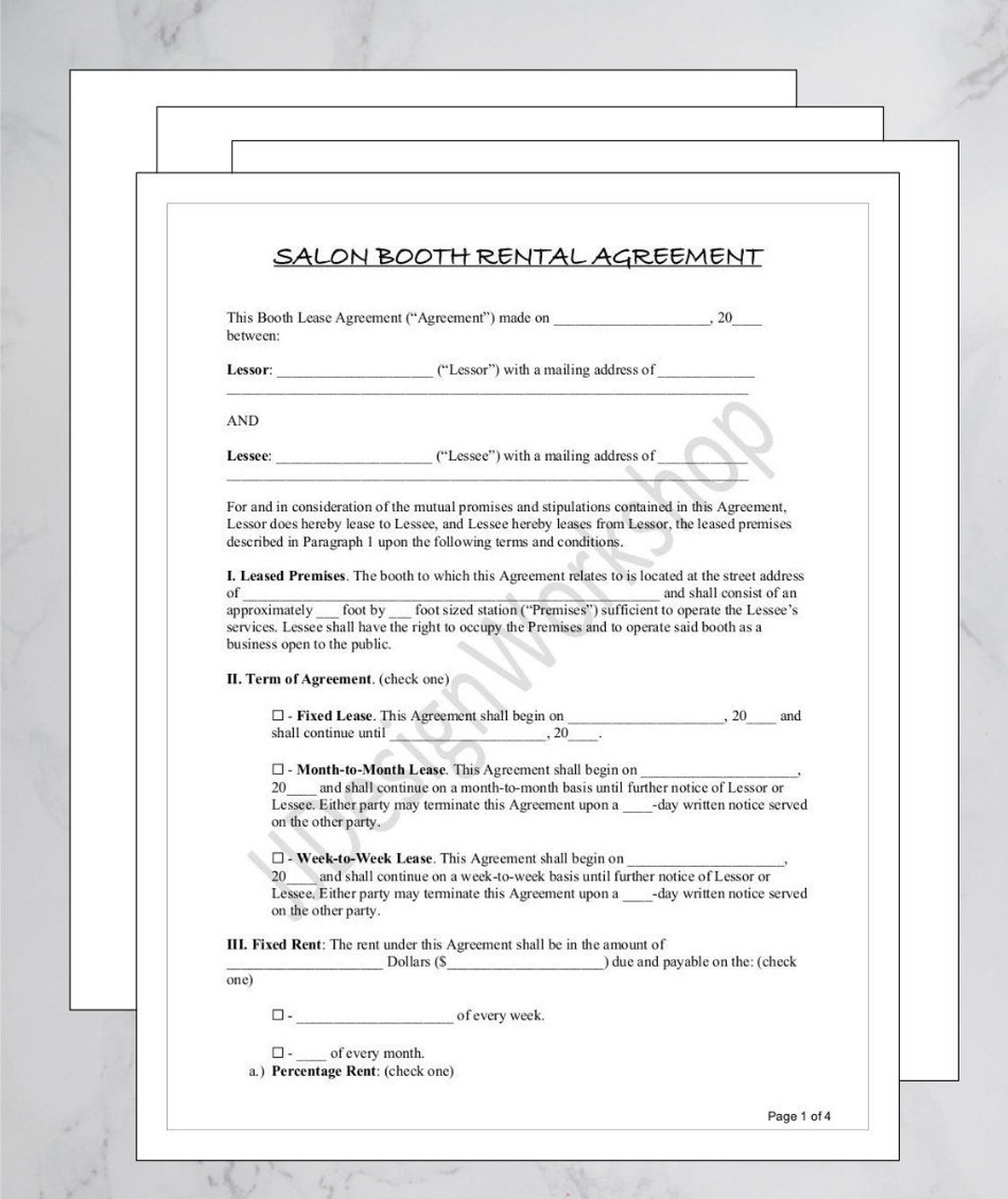 Hair Salon Booth Rental Agreement Barber Shop Booth Rental Etsy