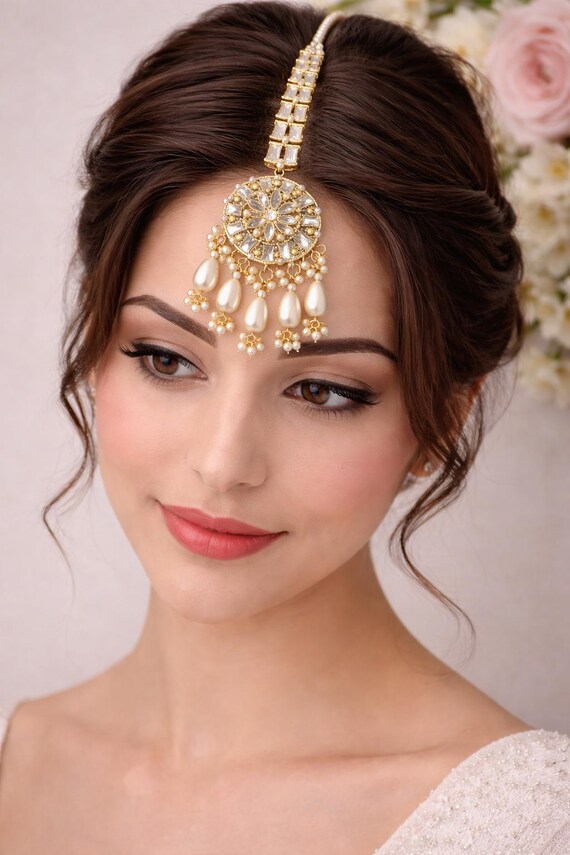 Traditional Maang Tikka Indian Head Jewelry Hair Accessory Gold Headpiece Amazon.com: TARINIKA Antique Gold Maang Tikka Indian  main image 4