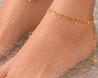 Gold Plated Dainty Anklet for Women | Minimal Chain Ankle Bracelet | Everyday Elegant Foot Jewelry