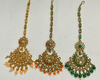 Beautiful ladies kundan mang tikka