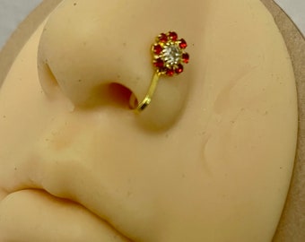 Beautiful nose stud in flower shape in red