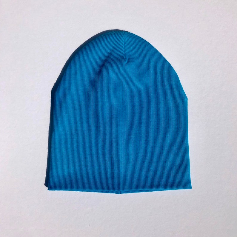 Blue adult beanie Cotton slouchy hat