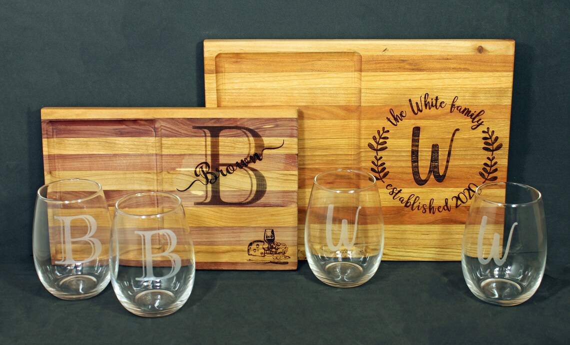 Cheese Board Wine Glass Set Etsy