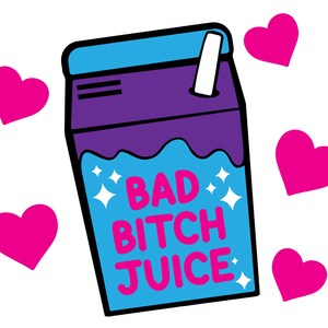 Decalque de vinil permanente Bad B*tch Juice, rosa roxo