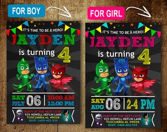 Pj Masks Invitation Etsy