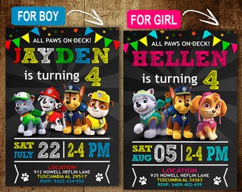 Paw Patrol Birthday Invitation. Invitations. Paw Patrol Invitation. Paw Patrol Birthday Party. Paw Patrol Party. DIY