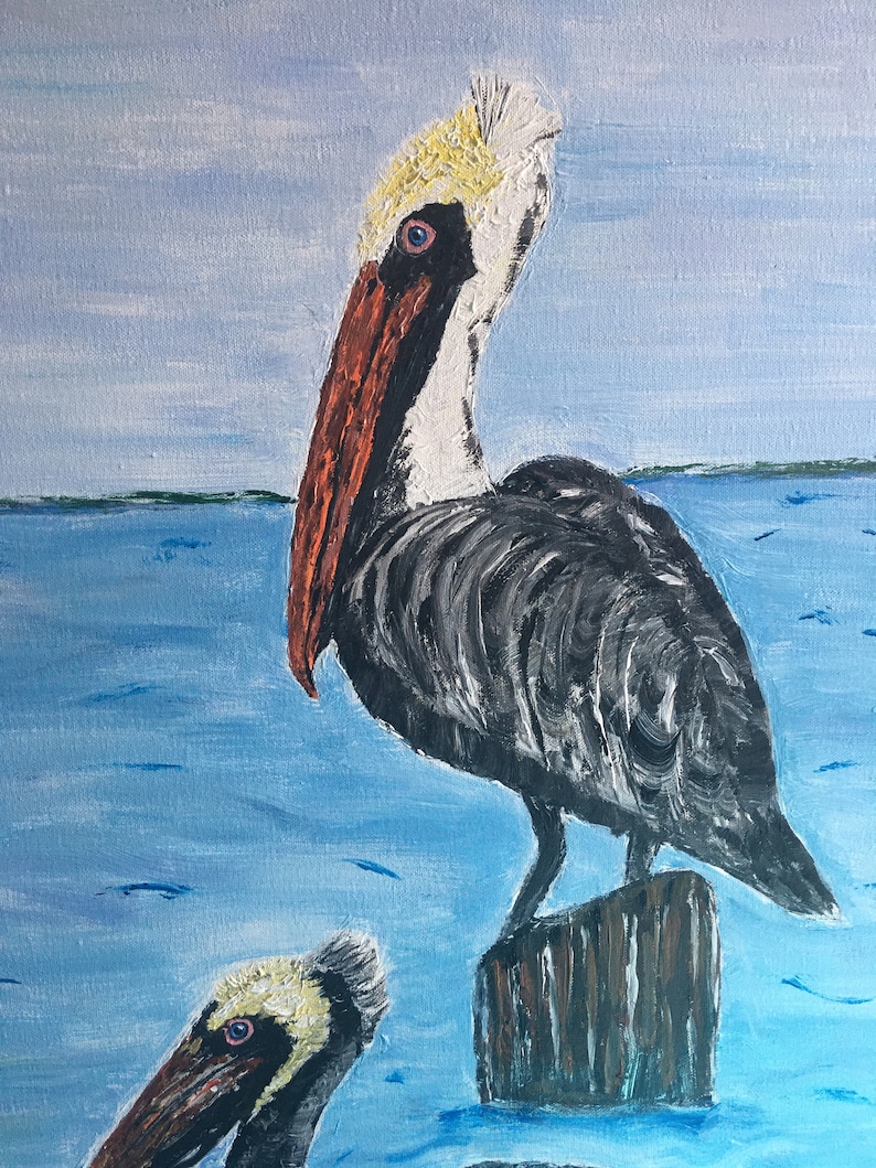 Pelican art Pelican acrylic painting Florida scene florida Etsy