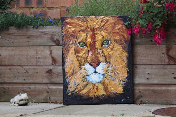 Original Painting on Canvas 85x85 cm , Lion Acrylic painting on Canvas