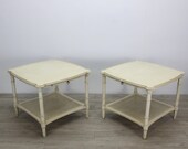 Pair of Mid-Century 2-Tiered Side Tables, Faux Bamboo Side Table, Vintage Pair of tables, Mid century end tables